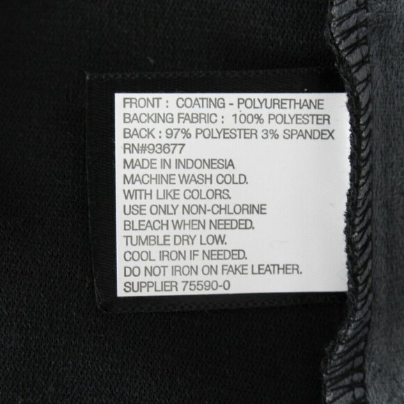 Worthington Sz PS Black Vegan Leather Front Knit Back PU Poly Spandex Top - Picture 5 of 6